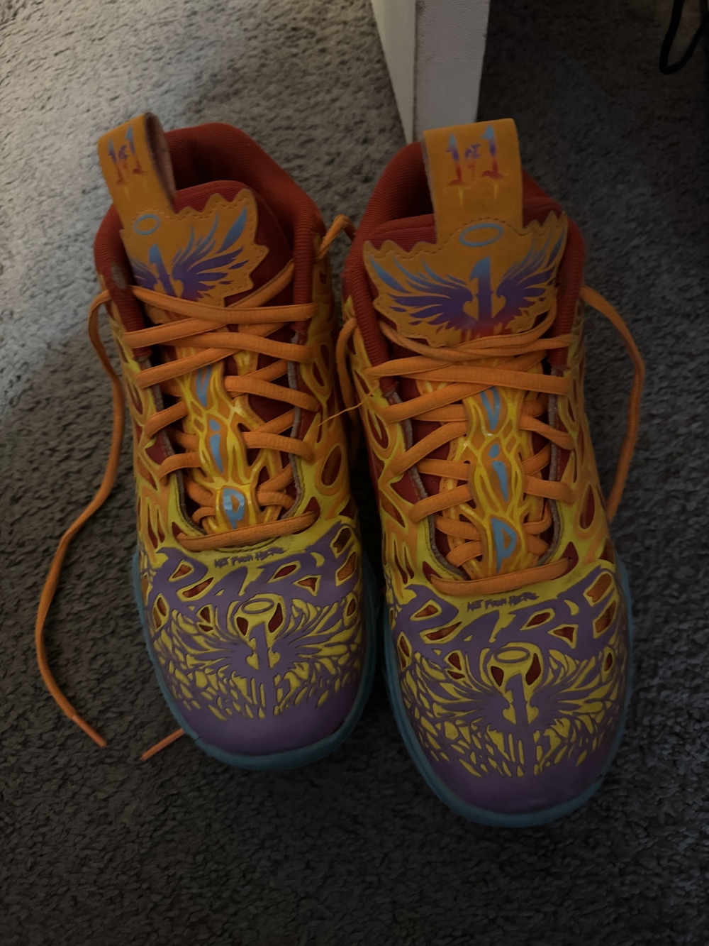 Mens Orange & Purple Athletic Shoes - Puma Lamelo